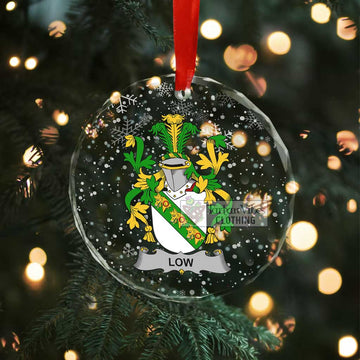 Low Irish Clan Christmas Glass Ornament with Coat of Arms