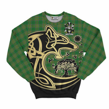 Lowry Irish Tartan Sweatshirt with Coat of Arms Celtic Wolf Style