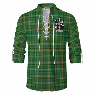 Lowry Irish Clan Tartan Ghillie Kilt Shirt with Coat of Arms