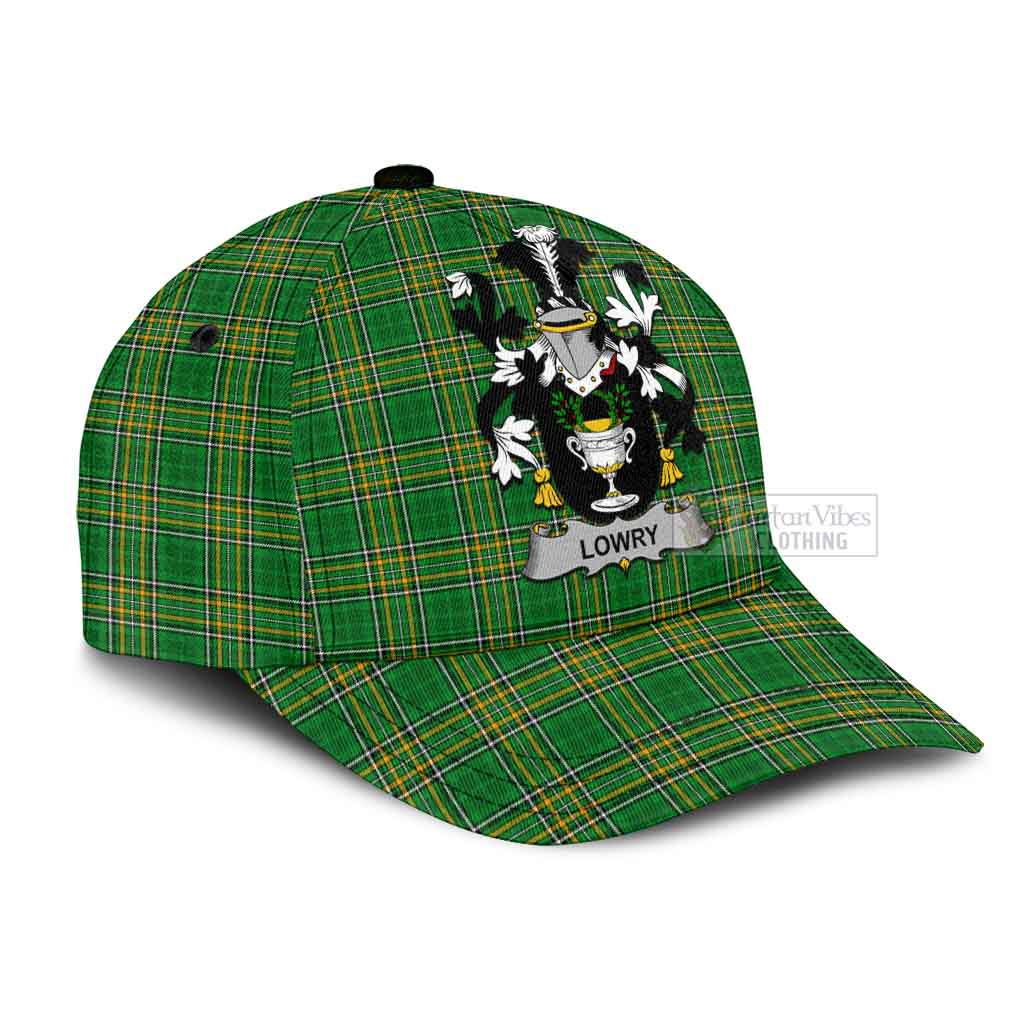 Tartan Vibes Clothing Lowry Irish Clan Tartan Classic Cap with Coat of Arms