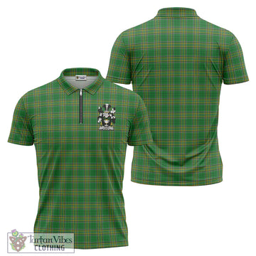 Lowry Irish Clan Tartan Zipper Polo Shirt with Coat of Arms