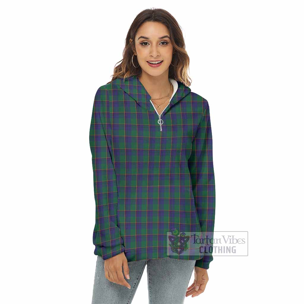 Tartan Vibes Clothing Lowry Tartan Women's Borg  Half Zip Fleece Hoodie