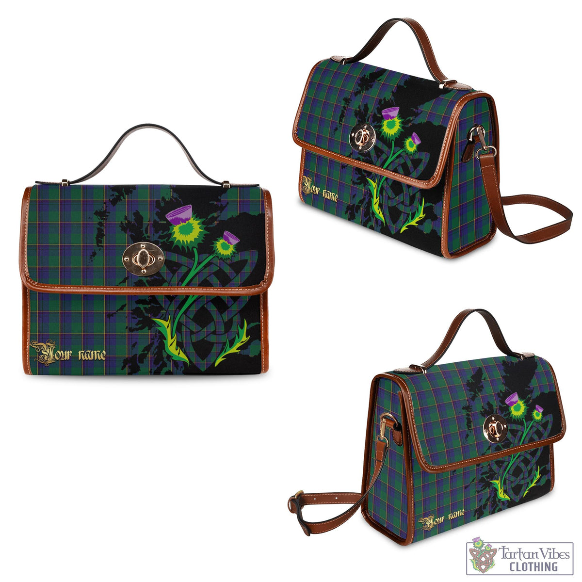 Lowry Tartan Waterproof Canvas Bag with Scotland Map and Thistle Celtic Accents - Tartan Vibes Clothing