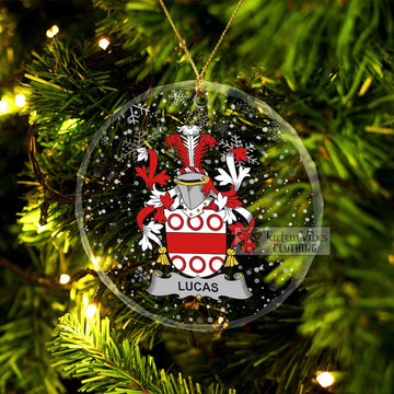 Lucas Irish Clan Christmas Glass Ornament with Coat of Arms