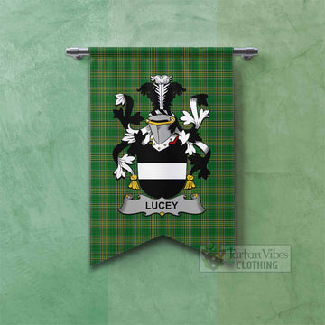 Lucey Irish Clan Tartan Gonfalon, Tartan Banner with Coat of Arms Fishtail - Tartan Vibes Clothing