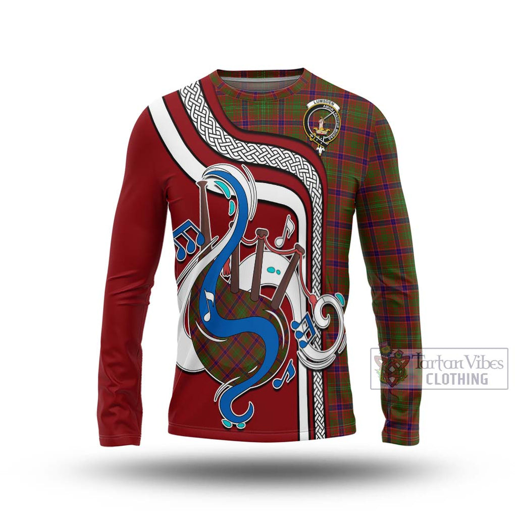 Tartan Vibes Clothing Lumsden Tartan Long Sleeve T-Shirt with Epic Bagpipe Style