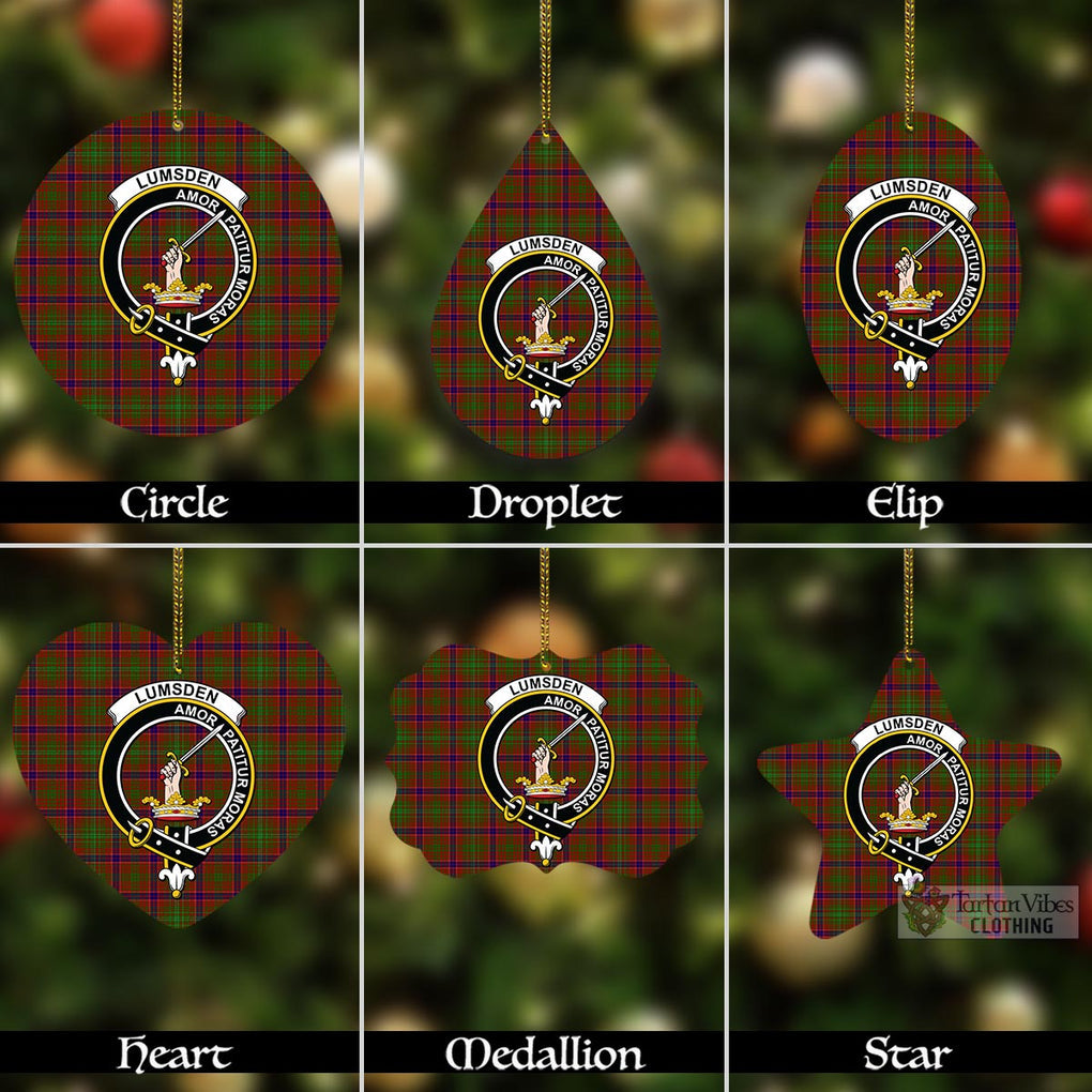 Tartan Vibes Clothing Lumsden Tartan Christmas Aluminium Ornament with Family Crest