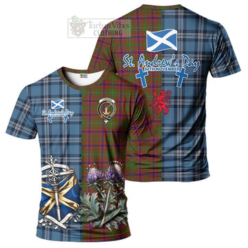 Lumsden Tartan T-Shirt Happy St. Andrew's Day Half Tartan Style