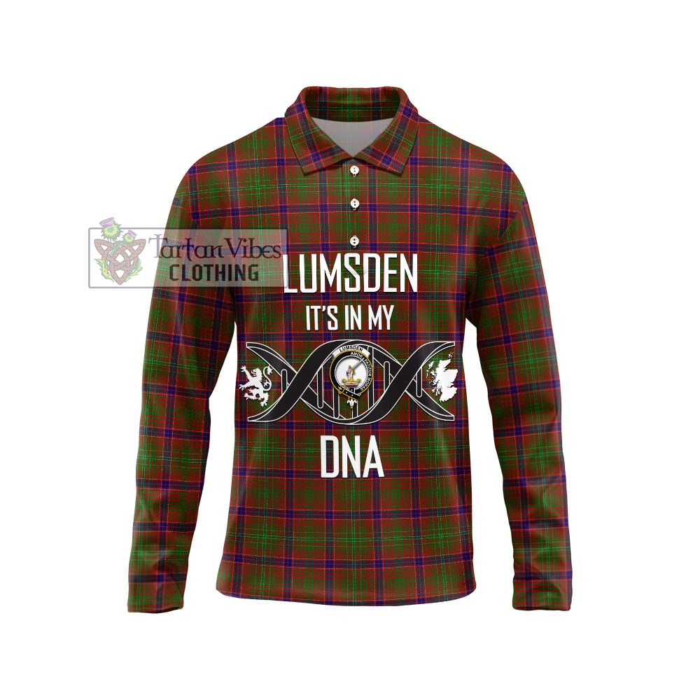 Tartan Vibes Clothing Lumsden Tartan Long Sleeve Polo Shirt with Family Crest DNA In Me Style