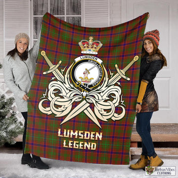 Lumsden Tartan Blanket with Clan Crest and the Golden Sword of Courageous Legacy