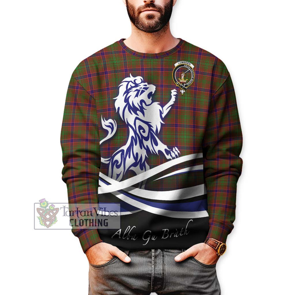 Lumsden Tartan Sweatshirt with Alba Gu Brath Regal Lion Emblem Unisex - Tartanvibesclothing Shop