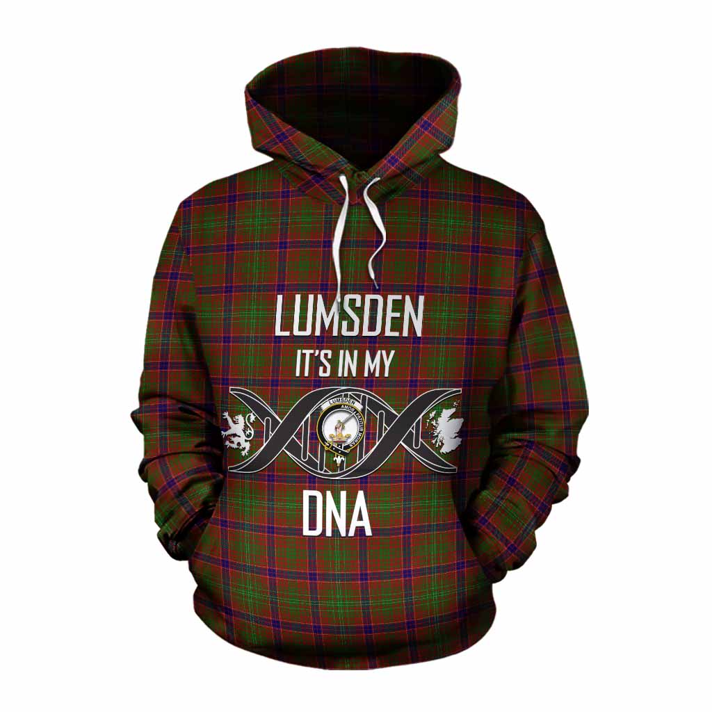 Tartan Vibes Clothing Lumsden Tartan Cotton Hoodie with Family Crest DNA In Me Style