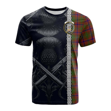 Lumsden Tartan Cotton T-shirt with Family Crest Cross Sword Thistle Celtic Vibes