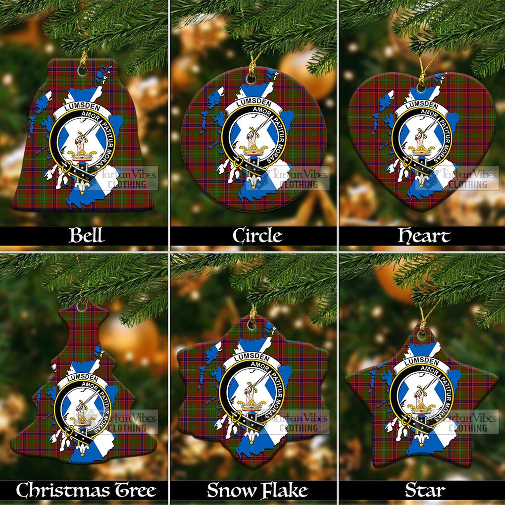 Tartan Vibes Clothing Lumsden Tartan Christmas Ornament with Family Crest and Scotland Map