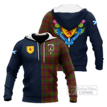 Lumsden Tartan Knitted Hoodie Alba with Scottish Lion Royal Arm Half Style