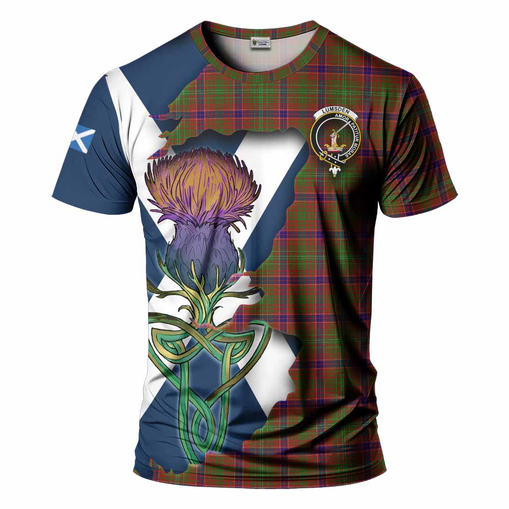 Lumsden Tartan Family Crest T-Shirt Scottish Thistle Celtic Inspired Kid's Shirt - Tartan Vibes Clothing