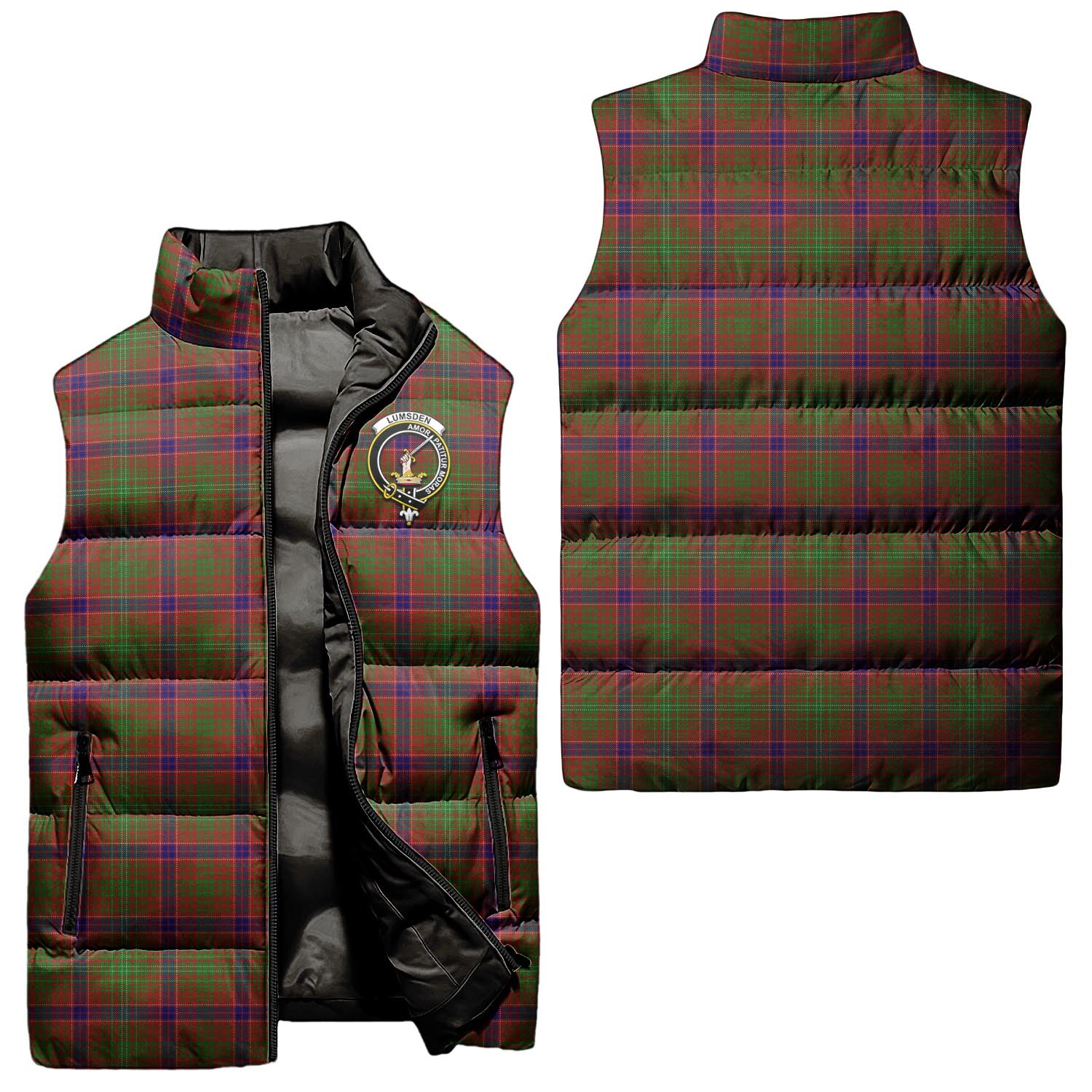 Lumsden Tartan Sleeveless Puffer Jacket with Family Crest Unisex - Tartanvibesclothing