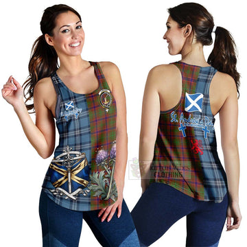 Lumsden Tartan Women's Racerback Tanks Happy St. Andrew's Day Half Tartan Style