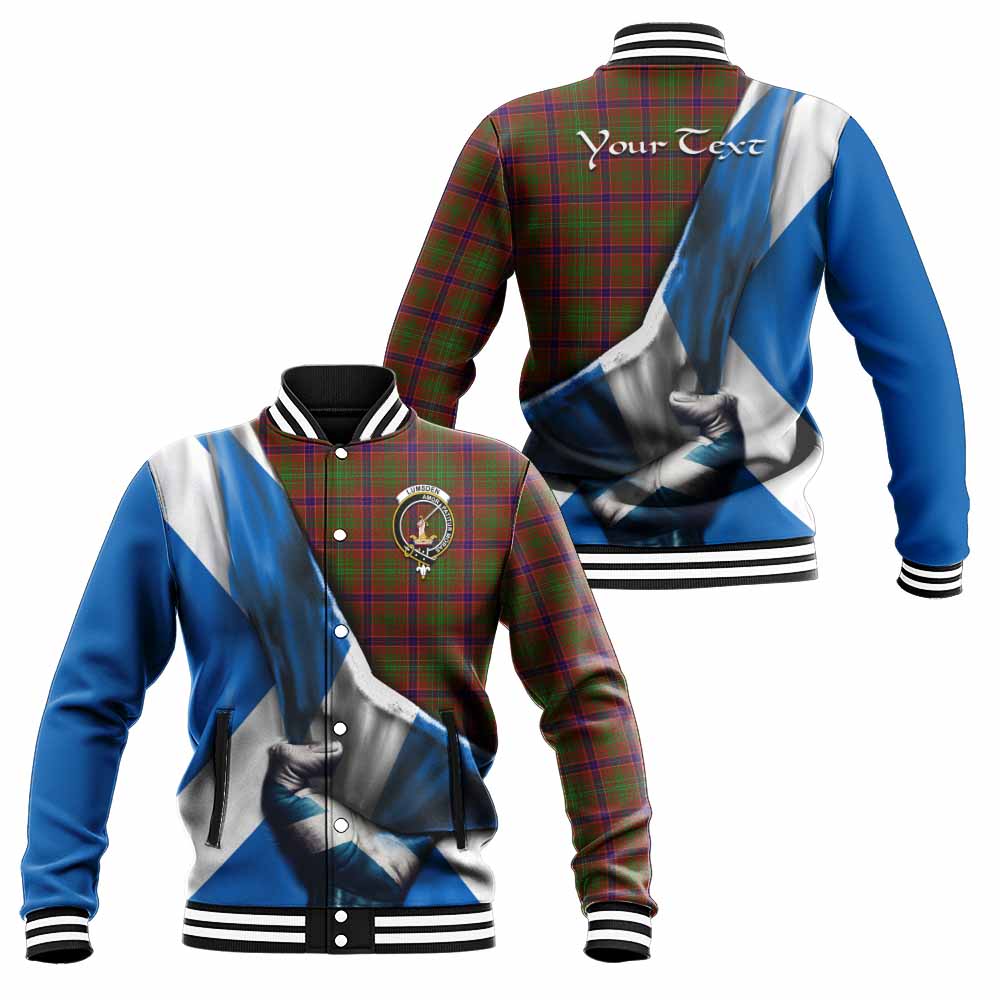 Tartan Vibes Clothing Lumsden Tartan Baseball Jacket with Family Crest Scotland Patriotic Style