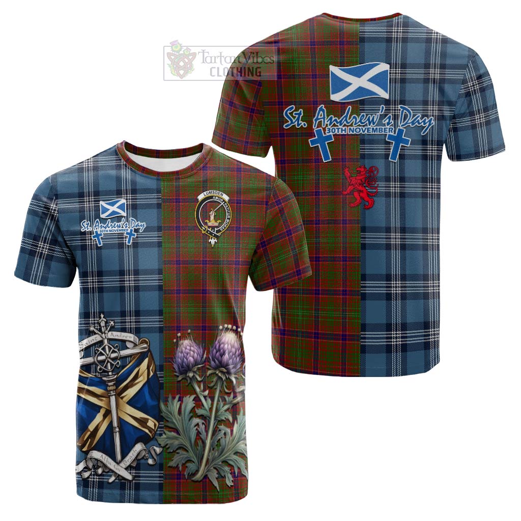 Tartan Vibes Clothing Lumsden Tartan Cotton T-shirt Happy St. Andrew's Day Half Tartan Style