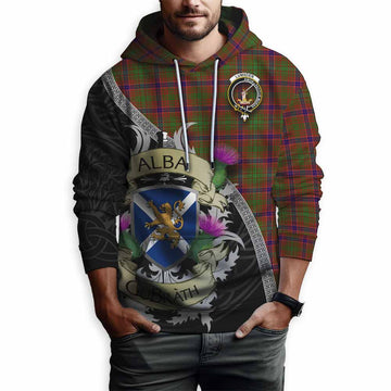 Lumsden Tartan Family Crest Hoodie Lion Rampant Royal Thistle Shield Celtic Inspired Pullover Hoodie - Tartan Vibes Clothing
