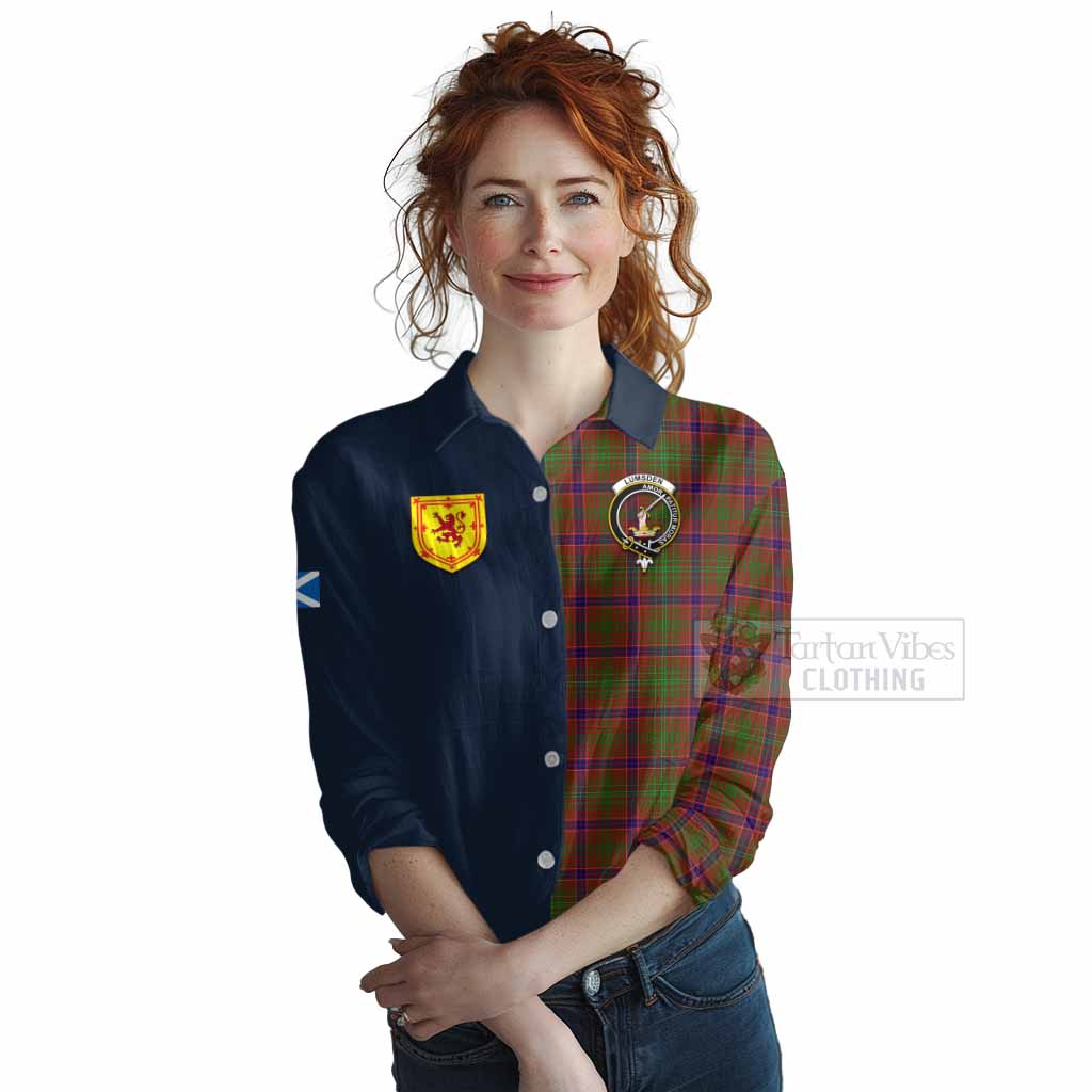 Tartan Vibes Clothing Lumsden Tartan Women's Casual Shirt Alba with Scottish Lion Royal Arm Half Style