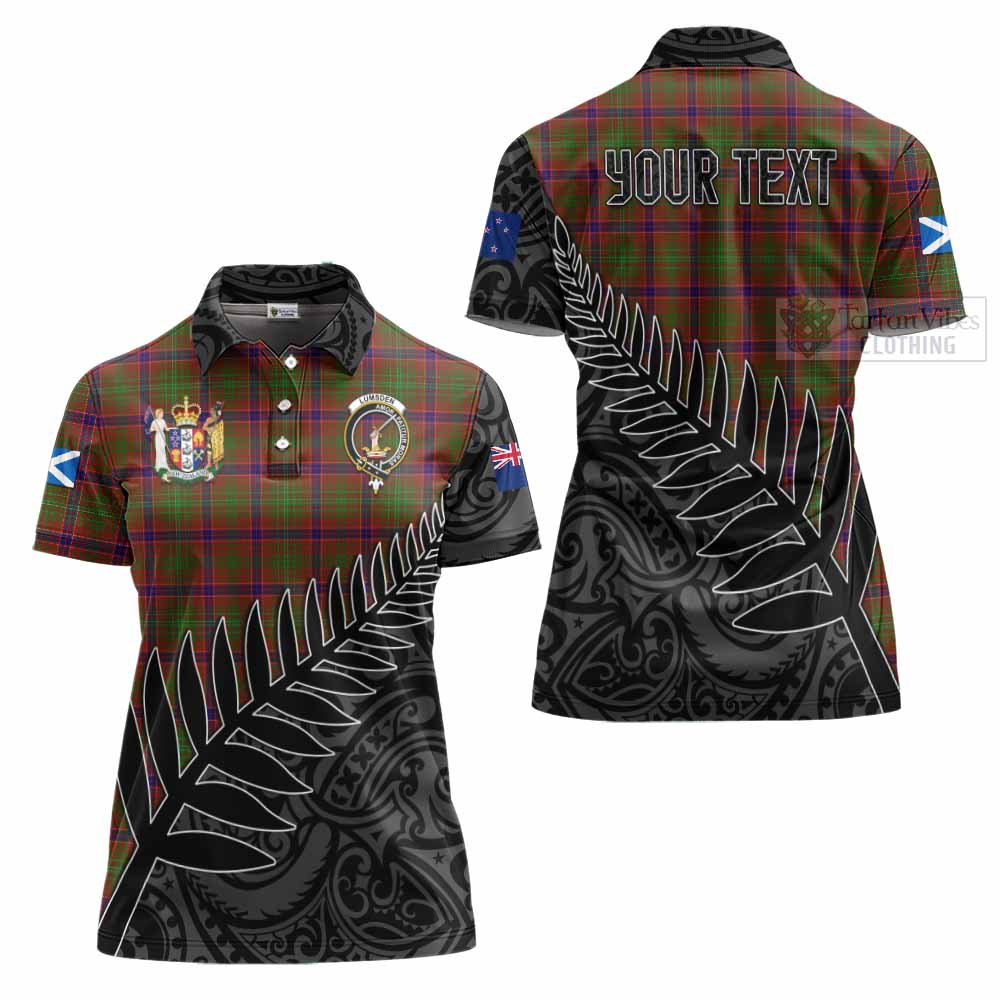 Tartan Vibes Clothing Lumsden Crest Tartan Women's Polo Shirt with New Zealand Silver Fern Half Style