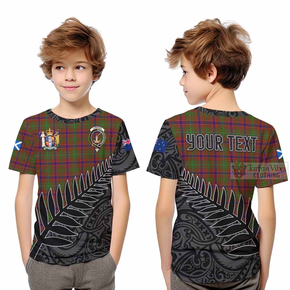 Tartan Vibes Clothing Lumsden Crest Tartan Kid T-Shirt with New Zealand Silver Fern Half Style