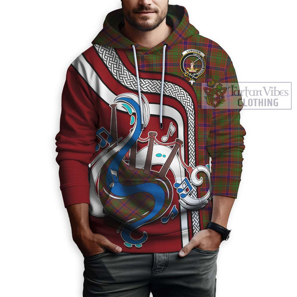 Lumsden Tartan Hoodie with Epic Bagpipe Style Zip Hoodie - Tartanvibesclothing Shop