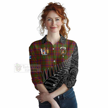 Lumsden Crest Tartan Women's Casual Shirt with New Zealand Silver Fern Half Style