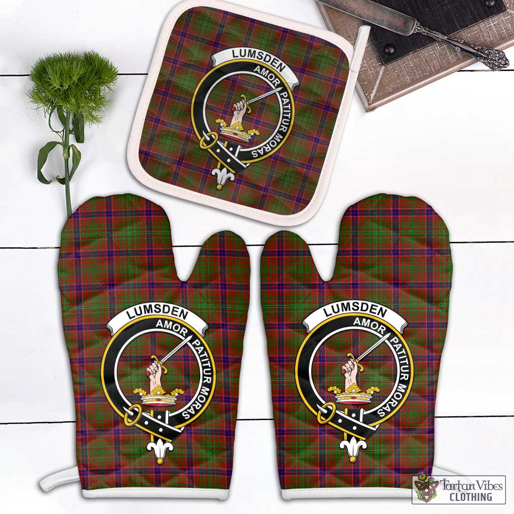 Tartan Vibes Clothing Lumsden Tartan Combo Oven Mitt & Pot-Holder with Family Crest