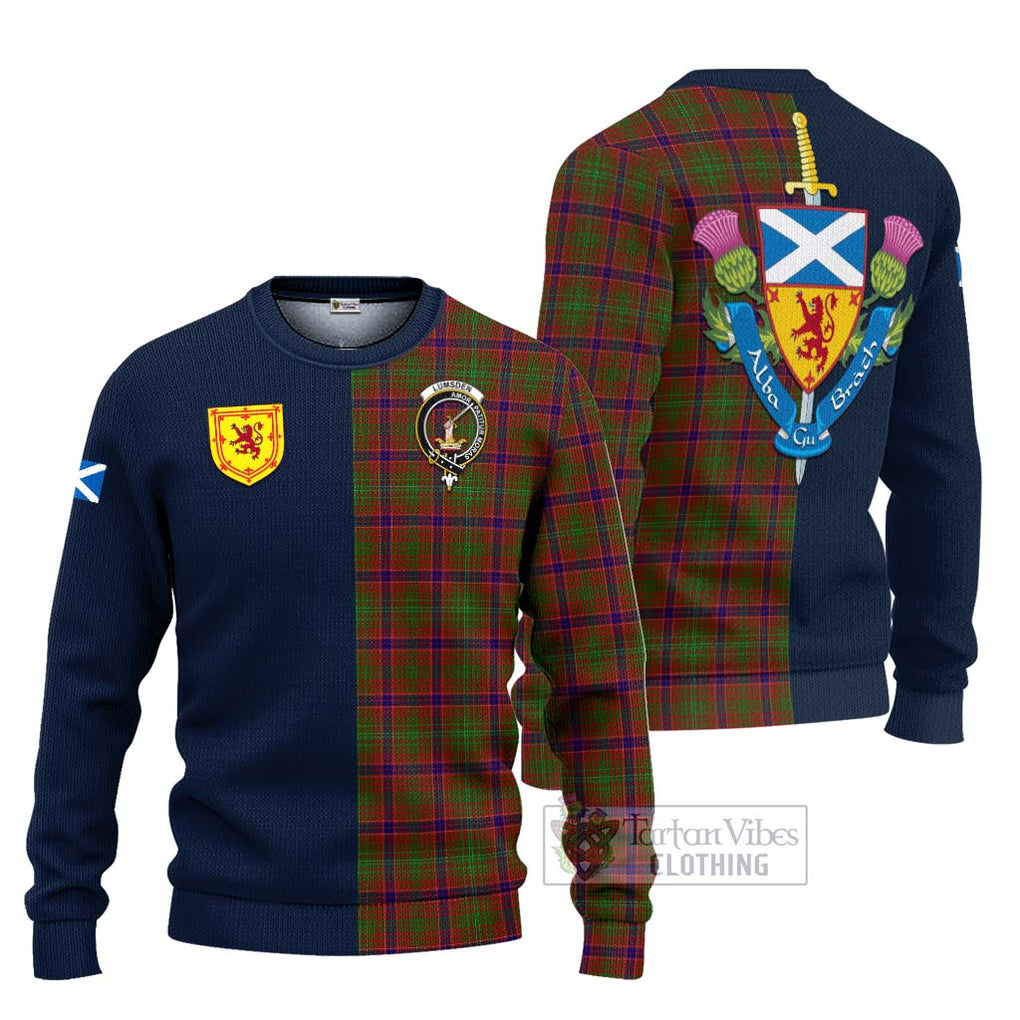 Tartan Vibes Clothing Lumsden Tartan Knitted Sweater with Scottish Lion Royal Arm Half Style