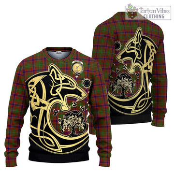 Lumsden Tartan Knitted Sweater with Family Crest Celtic Wolf Style