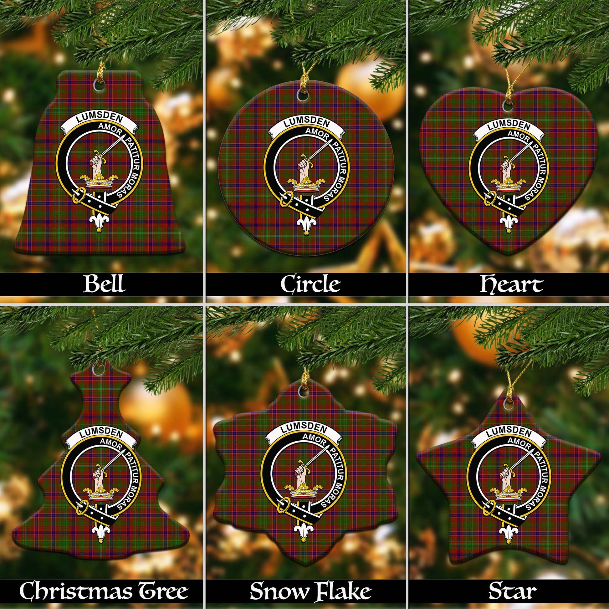 Lumsden Tartan Christmas Ornaments with Family Crest - Tartanvibesclothing