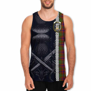 Lumsden Tartan Men's Tank Top with Family Crest Cross Sword Thistle Celtic Vibes