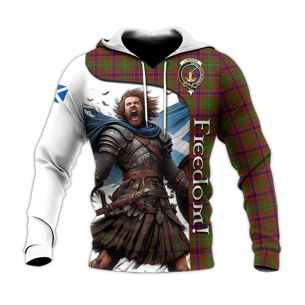 Tartan Vibes Clothing Lumsden Crest Tartan Knitted Hoodie Inspired by the Freedom of Scottish Warrior