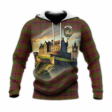 Lumsden Tartan Family Crest Knitted Hoodie with Scottish Ancient Castle Style Unisex Knitted Pullover Hoodie - Tartan Vibes Clothing