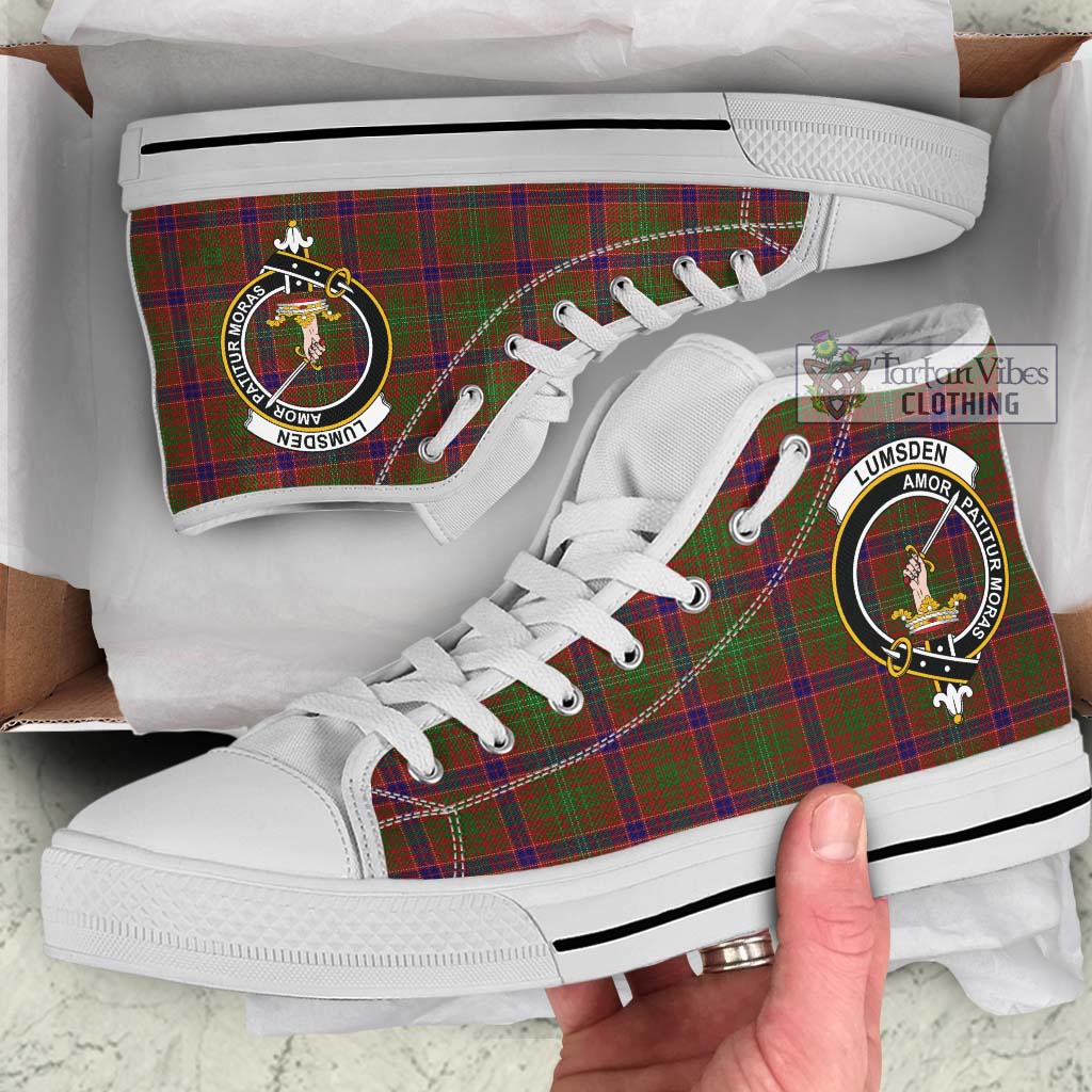 Tartan Vibes Clothing Lumsden Tartan High Top Shoes with Family Crest
