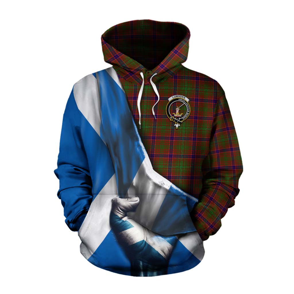 Tartan Vibes Clothing Lumsden Tartan Cotton Hoodie with Family Crest Scotland Patriotic Style