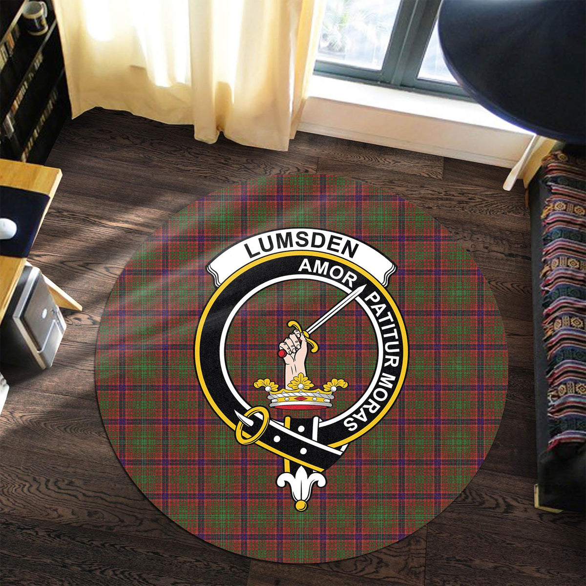 Lumsden Tartan Round Rug with Family Crest Premium Round Rug - Tartan Vibes Clothing