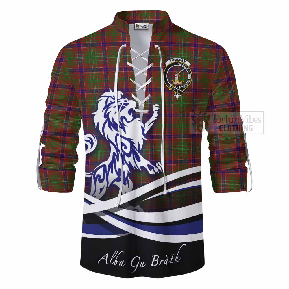 Lumsden Tartan Ghillie Kilt Shirt with Alba Gu Brath Regal Lion Emblem - Tartan Vibes Clothing
