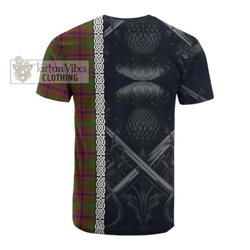 Lumsden Tartan Cotton T-shirt with Family Crest Cross Sword Thistle Celtic Vibes