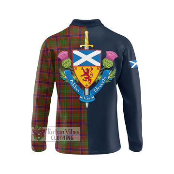 Lumsden Tartan Long Sleeve Polo Shirt Alba with Scottish Lion Royal Arm Half Style