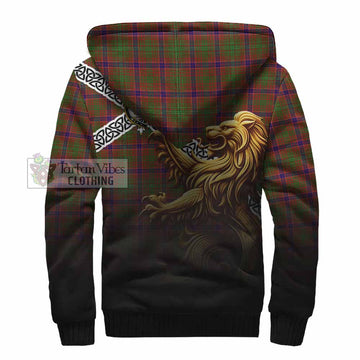 Lumsden Crest Tartan Sherpa Hoodie with Golden Lion Emblem Celtic Style - Tartan Vibes Clothing