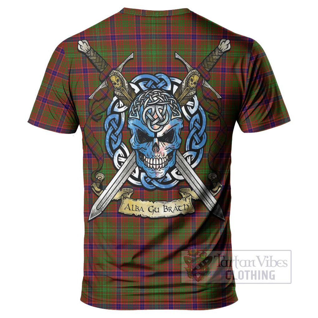 Tartan Vibes Clothing Lumsden Tartan T-Shirt with Family Crest Celtic Skull Style