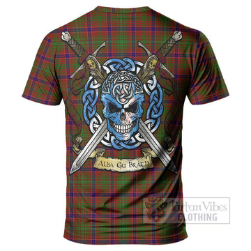 Lumsden Tartan T-Shirt with Family Crest Celtic Skull Style