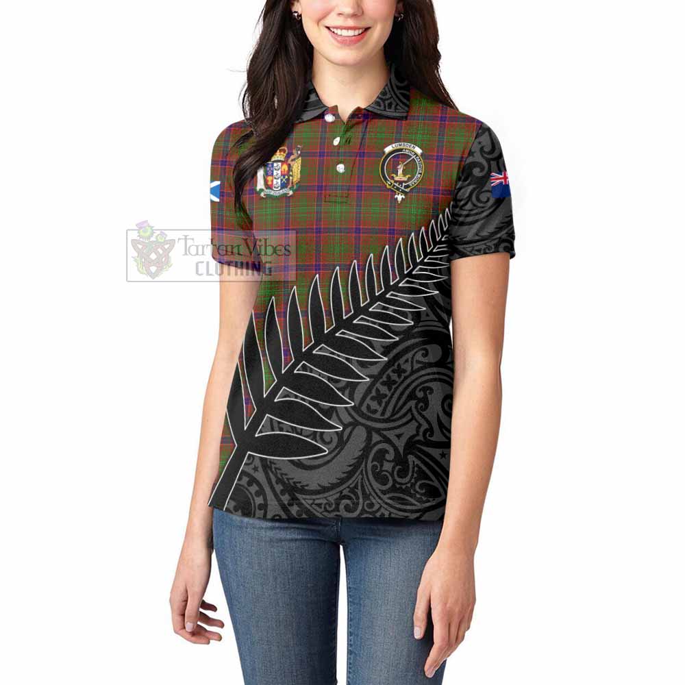 Tartan Vibes Clothing Lumsden Crest Tartan Women's Polo Shirt with New Zealand Silver Fern Half Style