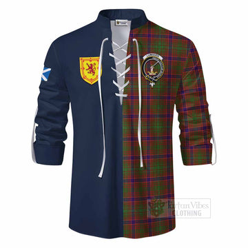 Lumsden Tartan Ghillie Kilt Shirt Alba with Scottish Lion Royal Arm Half Style