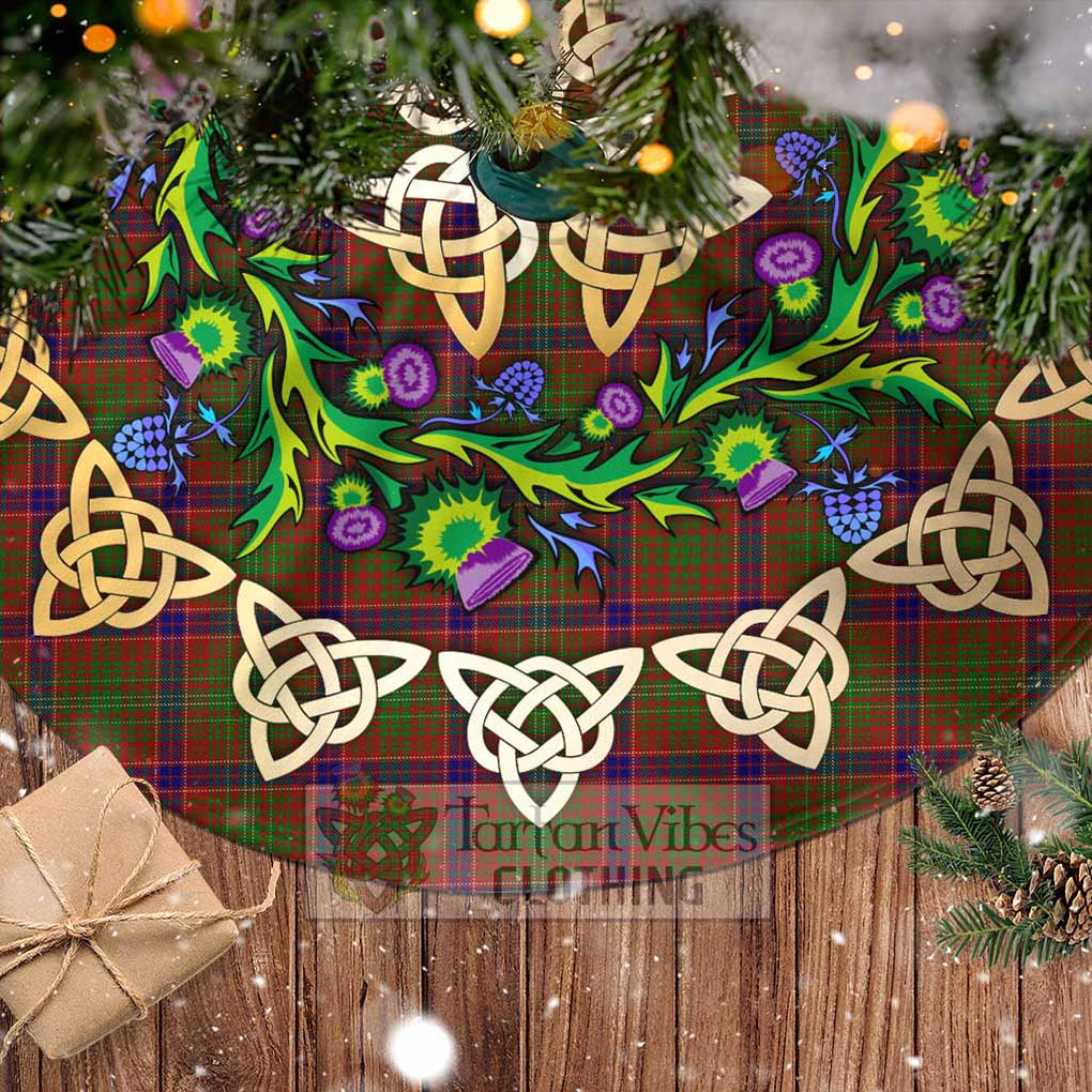 Tartan Vibes Clothing Lumsden Tartan Christmas Tree Skirt with Thistle Celtic Knot Style