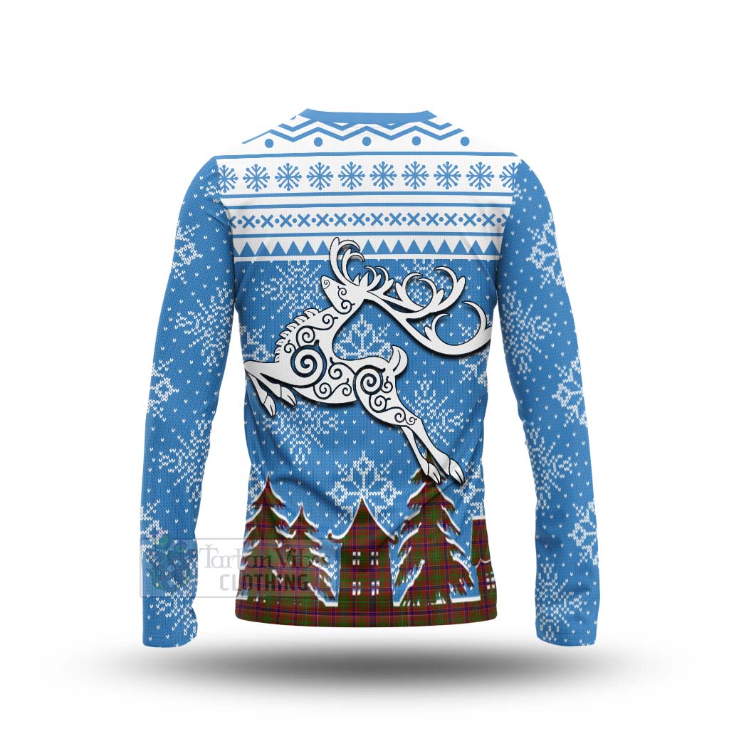 Tartan Vibes Clothing Lumsden Clan Christmas Long Sleeve T-Shirt Celtic Reindeer Style